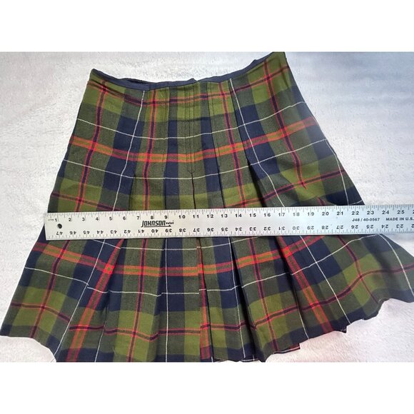 J.Crew Womens Pleated Tartan Plaid Wool Skirt Size 4 Green Navy Style 67298 - Picture 8 of 9
